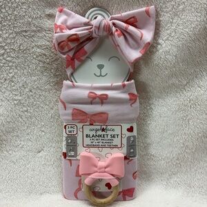 Pink Bow Baby Blanket & Headband Set